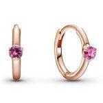 Серьги-кольца с розовым кристаллом Rose