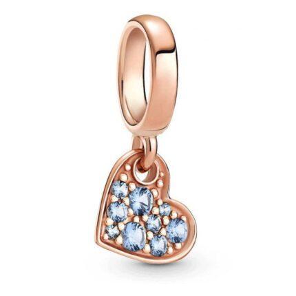Шарм-подвеска Сердце Pandora Rose с голубыми кристаллами
