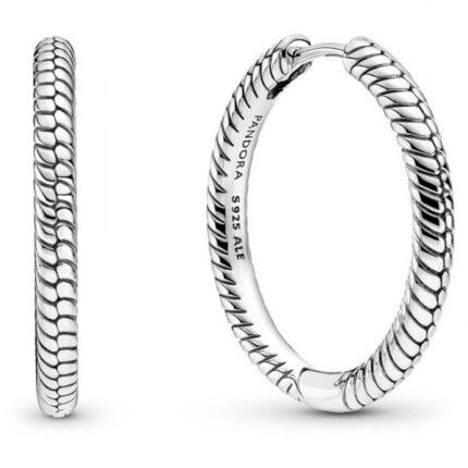 Серьги-кольца со змеиным орнаментом Pandora